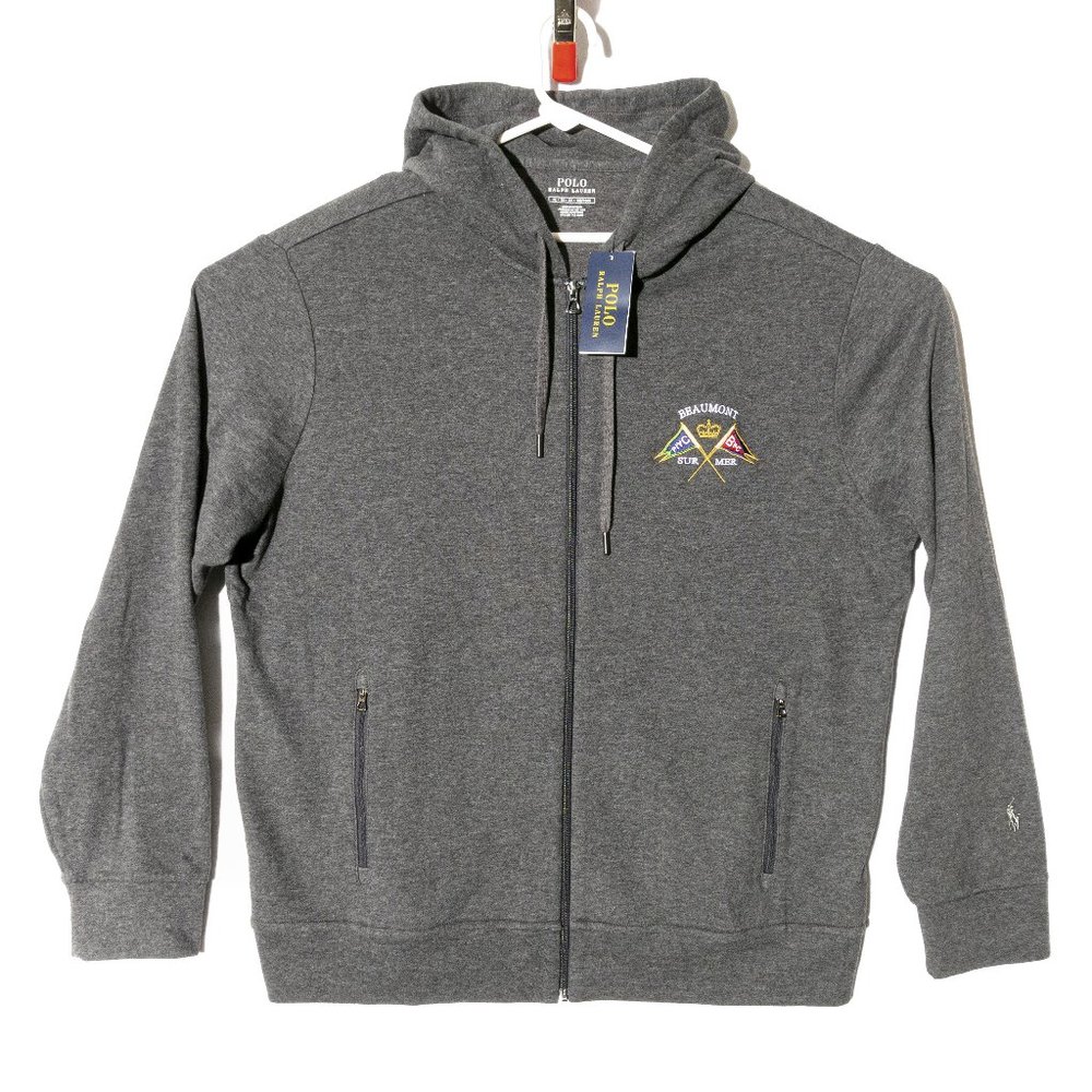 NWT Polo Ralph Lauren Beaumont Sur Mer Full Zip  Gray Hoodie Men's XL